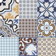 Декор сатинированная Logos Azul Satin 58x58 10мм  многоцветный El Molino