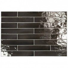 Керамическая плитка глянцевая Manacor 26926 Black 40x7 9мм  черный Equipe