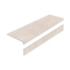 Ступень матовая Porcelain Step L Limestone Crema AS с подступенником 120x32 9мм  бежевый Exagres
