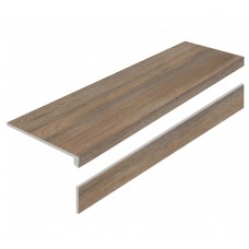 Ступень матовая Porcelain Step L Amazon Wood Natural Matt с подступенником 120x32 8мм  коричневый Exagres