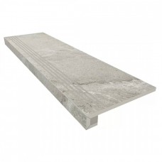 Ступень матовая Kailas 34955 Set/Steptrade/KA01_NS/33x120/S1/Riser/KA01_NS/14,5x120 неполированная с бортиком 33x120 + Подступенок 120x33 10мм  серый Ametis by Estima