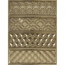 Керамическая плитка глянцевая Garden Dec. Geometry PVD Oro 30x10 9мм  золотой Heralgi