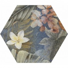 Керамогранит матовая Hibiscus Hexa Blue Matt 27x23 8мм  белый ITT Ceramic