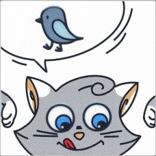 Декор глянцевая Кошки-Мышки NT/A134/5009 Птичка 20x20 9мм  серый Kerama Marazzi