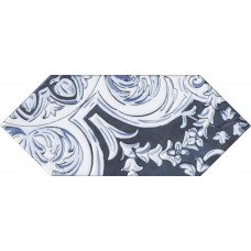 Декор глянцевая Алмаш HGD\A514\35000 3 синий 34x14 6.9мм  белый Kerama Marazzi