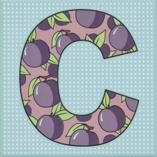 Декор сатинированная Сад-огород HGD/A544/5185 Слива Матовый 20x20 6.9мм  фиолетовый Kerama Marazzi