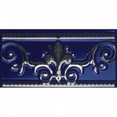 Бордюр глянцевая Noblesse S001227 Cenefa Cobalto Silver 20x10 8мм  синий Ape Ceramica