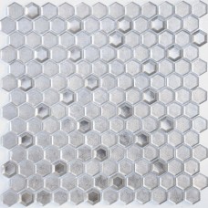 Мозаика лаппатированная Alchimia Argento Grani Hexagon (2.3x1.3) 30x30 6мм  серебряный LeeDo