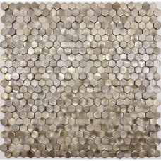 Мозаика глянцевая Alchimia Aluminium 3D Hexagon Gold (1.4x0.8) 31x30 6мм  золотой LeeDo