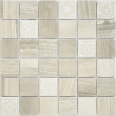 Мозаика матовая Art Stone Travertino Silver Mat (4.8x4.8) 30x30 8мм  бежевый LeeDo