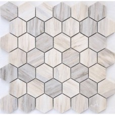 Мозаика полированная Pietrine Hexagonal Nuvola Rosato Pol Hex (2.3x4) 29x29 6мм  серый LeeDo
