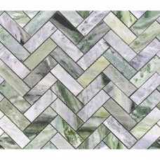 Мозаика полированная Pietrine 7 Onice Verde Oliva Pol Fish (2.3x7.3) 32x28 7мм  зеленый LeeDo