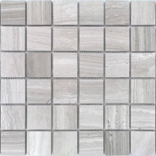 Мозаика глянцевая Pietrine 7 Travertino Silver Pol (4.8x4.8) 31x31 7мм  серый LeeDo
