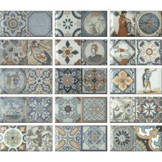 Керамическая плитка глянцевая Antique MIX 20x10 9мм  синий Monopole