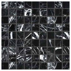 Мозаика полированная Stone Nero Marquina Pol. (3x3) 31x31 7мм  черный Orro Mosaic