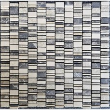 Мозаика Матовая Мрамор PIX319 Cream Nova Dark Emperador Light 31x31 6мм  белый Pixel Mosaic