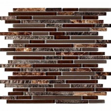 Мозаика глянцевая Камень и стекло PIX730 (1x14.8;1x4.8;1x9.8) 30x29 8мм  коричневый Pixel Mosaic