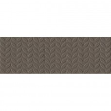 Керамическая плитка матовая Vida RA6Q Struttura Foglia 3D Fango Rett 90x30 10мм  черный Ragno