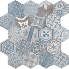 Декор матовая New Orleans 1047169 Esagona French Quarter Bourbon Street 28x24 9мм  голубой Serenissima Cir