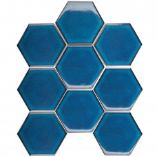 Мозаика глянцевая Hex+Octagon+Triangolo JJFQ80048 Big Deep Blue Glossy 30x26 6мм  синий Starmosaic