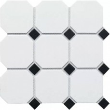 Мозаика матовая Hex+Octagon+Triangolo CLA006 Octagon Big White/Black Matt 30x30 6мм  белый Starmosaic