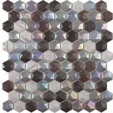 Мозаика глянцевая Hex Forest Mix (на сетке) 32x31 4мм  коричневый Vidrepur