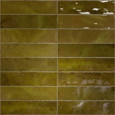 Керамическая плитка глянцевая Nairobi Sticks Moss (2.5x10) 20x20 7.8мм  зеленый Vilar Albaro