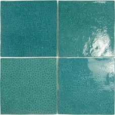 Керамическая плитка глянцевая Zellige 111361 Decor Turques 13x13 9мм  бирюзовый WOW