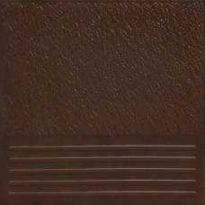Ступень клинкерная плитка матовая Каир 4 коричневый Фронтальная 30x30 8мм  Керамин